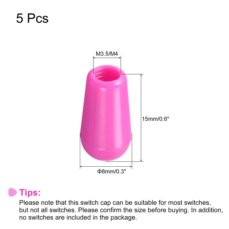 Toggle Switch Knob Cap Purple Cover ABS 8mm Dia for 3 Way Guitar Switch, 5Pcs