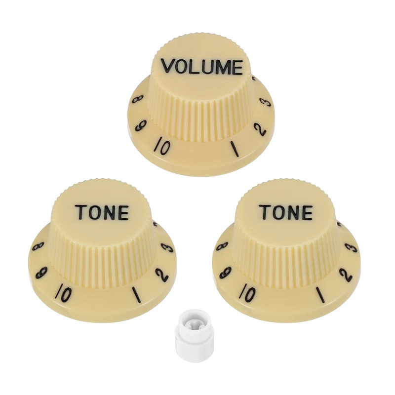 Guitar Control Knobs 1Volume 2Tone 1Switch Tip Yellow with Black Characters