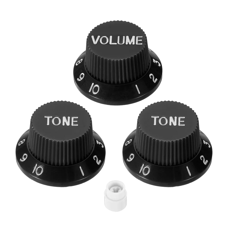 Guitar Control Knobs 1Volume 2Tone 1Switch Tip Black with White Characters
