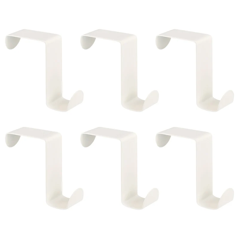 Over the Door Hooks, 6pcs - Stainless Steel S-Shaped Double Hooks (White)