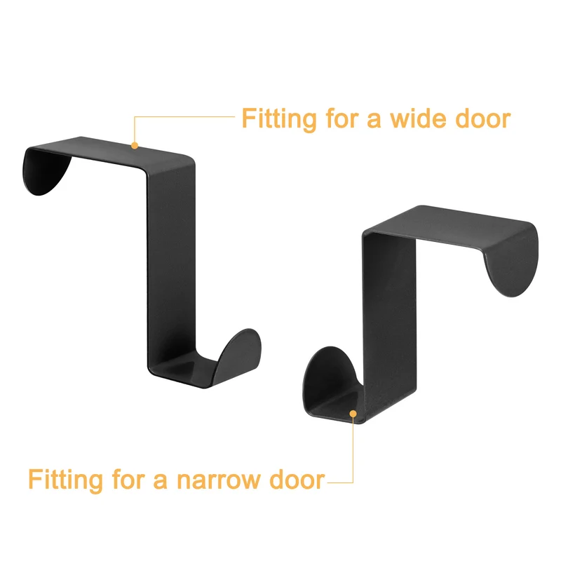 Over the Door Hooks, 6pcs - Stainless Steel S-Shaped Double Hooks (Black)
