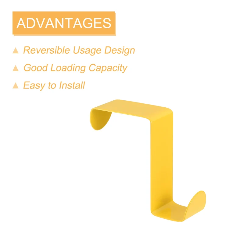 Over the Door Hooks, 6pcs - Stainless Steel S-Shaped Double Hooks (Yellow)