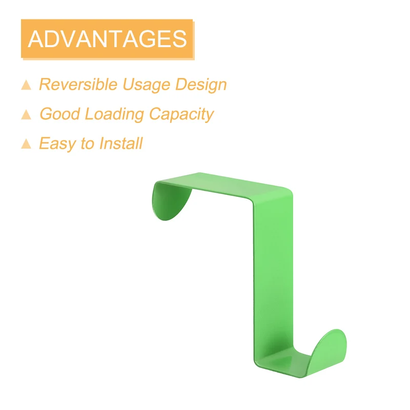 Over the Door Hooks, 6pcs - Stainless Steel S-Shaped Double Hooks (Green)