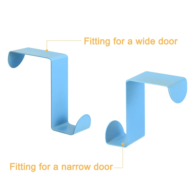 Over the Door Hooks, 6pcs - Stainless Steel S-Shaped Double Hooks (Blue)