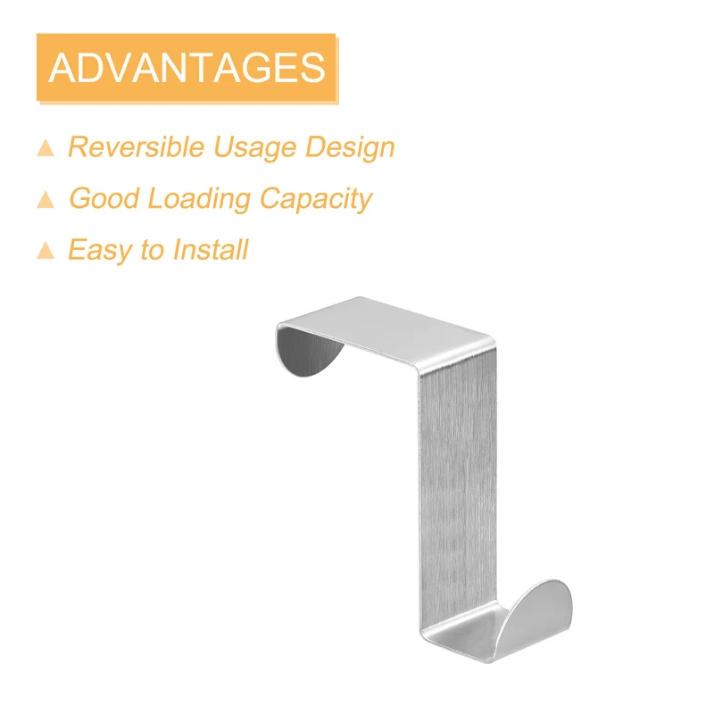 Over the Door Hooks, 6pcs - Stainless Steel S-Shaped Double Hooks (Silver)