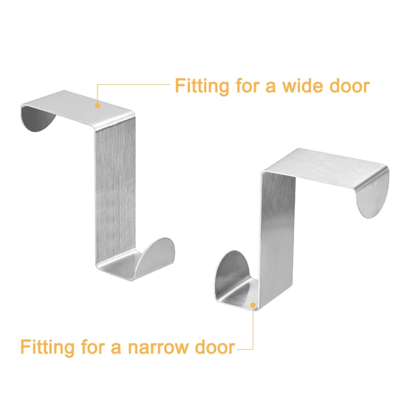 Over the Door Hooks, 6pcs - Stainless Steel S-Shaped Double Hooks (Silver)