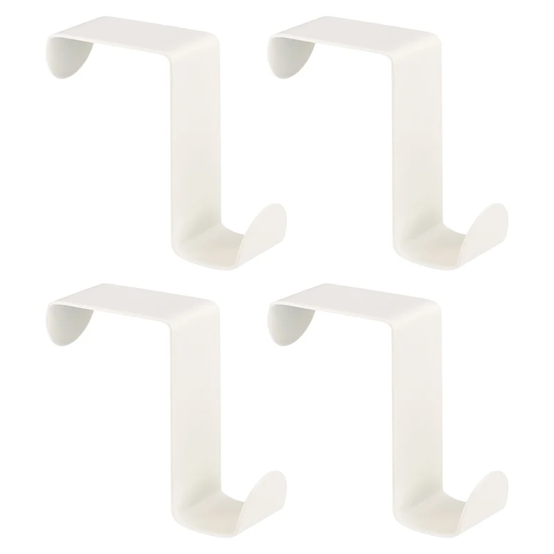 Over the Door Hooks, 4pcs - Stainless Steel Door Hangers Hooks, S-Shaped Double Hooks for Hanging Clothes, Hats, Towels (White)