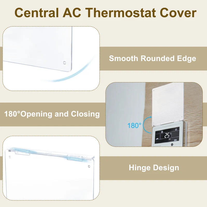 3Pcs 4-3/4" Central AC Thermostat Cover Panel AC Control Switch Protector, Clear