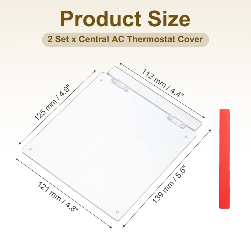 2Pcs 4-3/4" Central AC Thermostat Cover Panel AC Control Switch Protector, Clear
