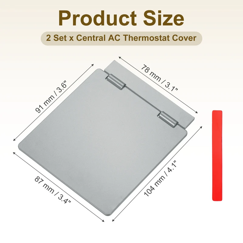 2Pcs 3-7/16" Central AC Thermostat Cover Panel AC Control Switch Protector, Gray