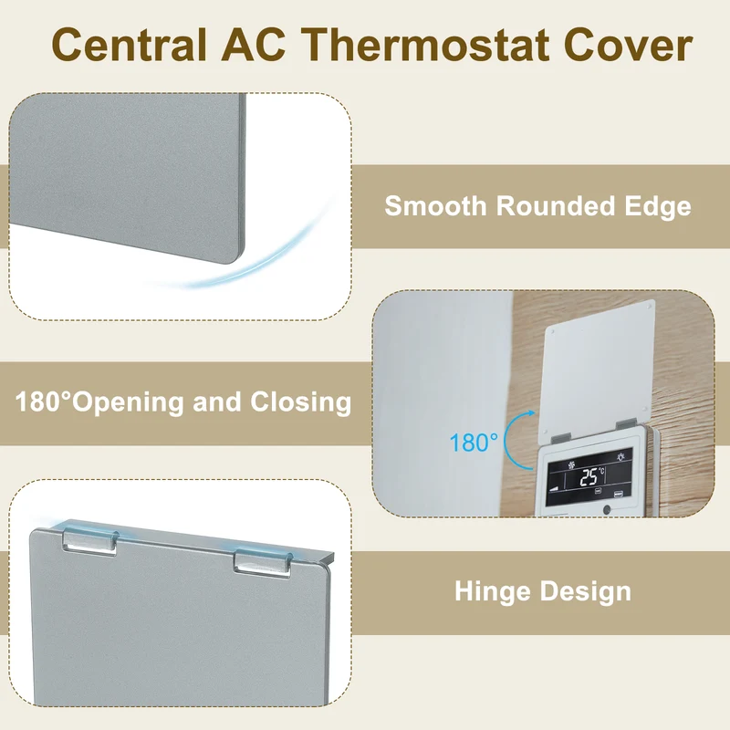 3-7/16" Central AC Thermostat Cover Panel AC Control Switch Protector, Gray