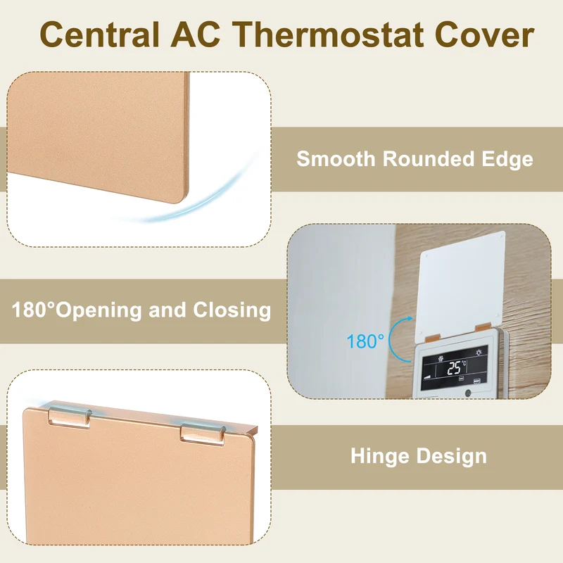 3Pcs 3-7/16" Central AC Thermostat Cover Panel AC Control Switch Protector, Gold