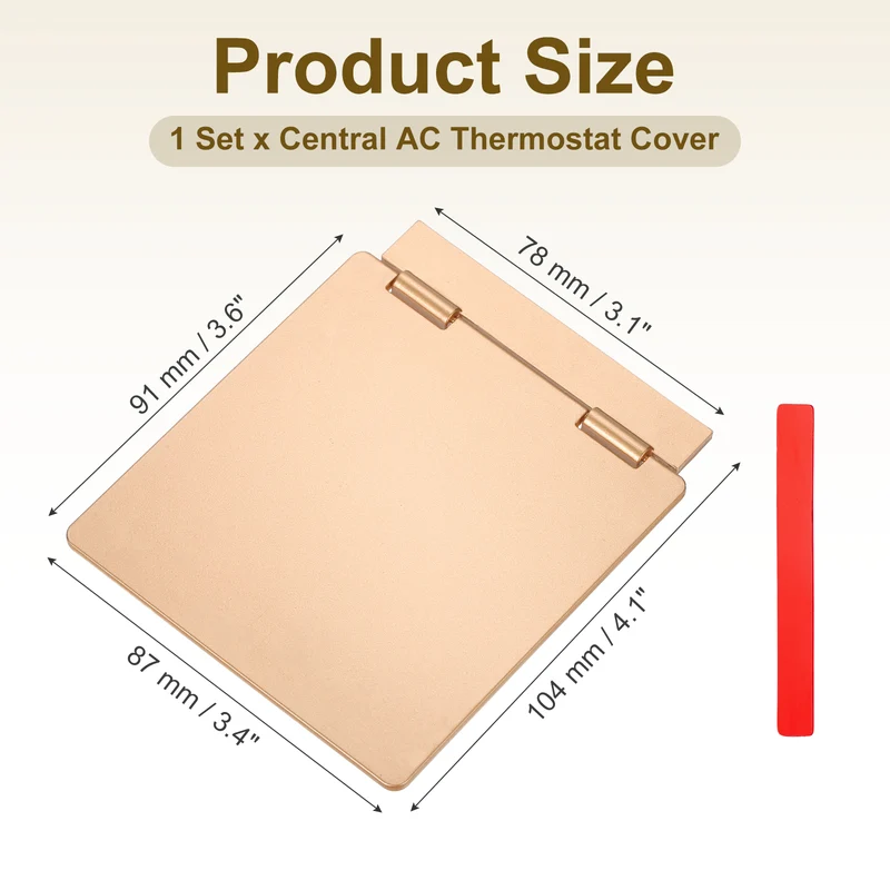 3-7/16" Central AC Thermostat Cover Panel AC Control Switch Protector, Gold