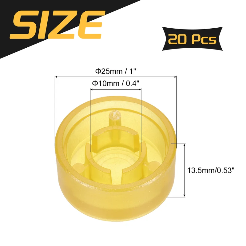 20 Pcs Footswitch Toppers Guitar Pedal Button Caps, Bright Light Yellow