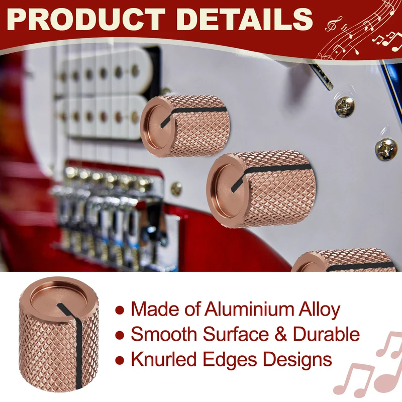 3Pcs Aluminum Guitar Potentiometer Knob W Wrench Set 6.35mm Bronze