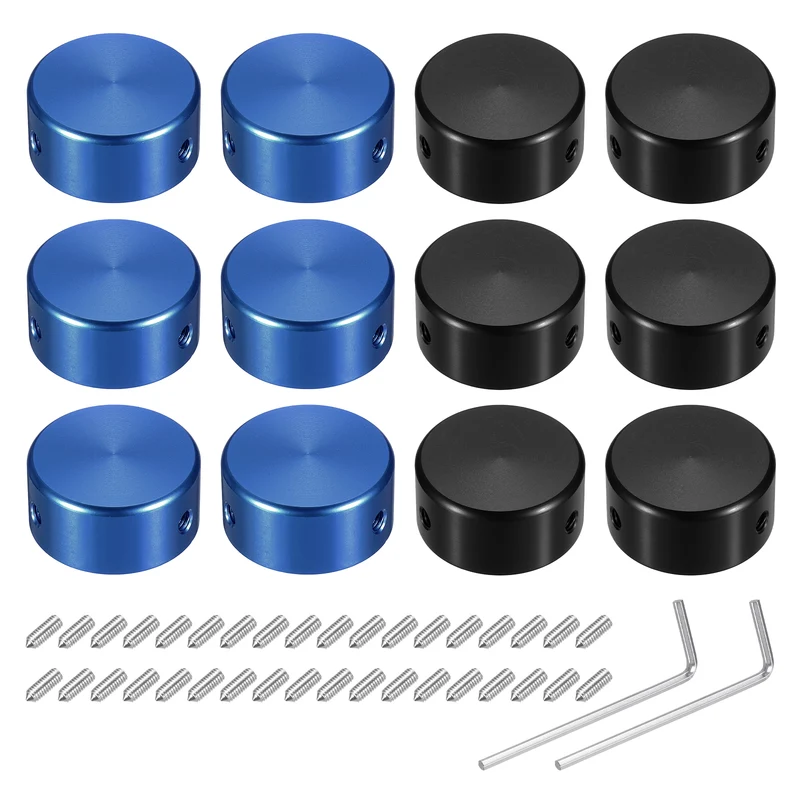 12 Pcs Footswitch Toppers Guitar Pedal Button Caps Footswitch Cover, Black, Blue