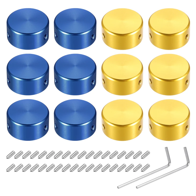 12 Pcs Footswitch Toppers Guitar Pedal Button Caps Footswitch Cover, Gold, Blue