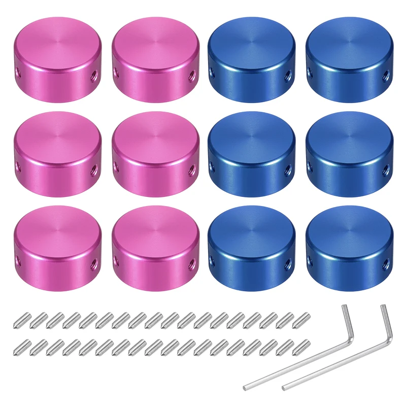 12 Pcs Footswitch Toppers Guitar Pedal Button Caps Footswitch Cover, Blue, Red