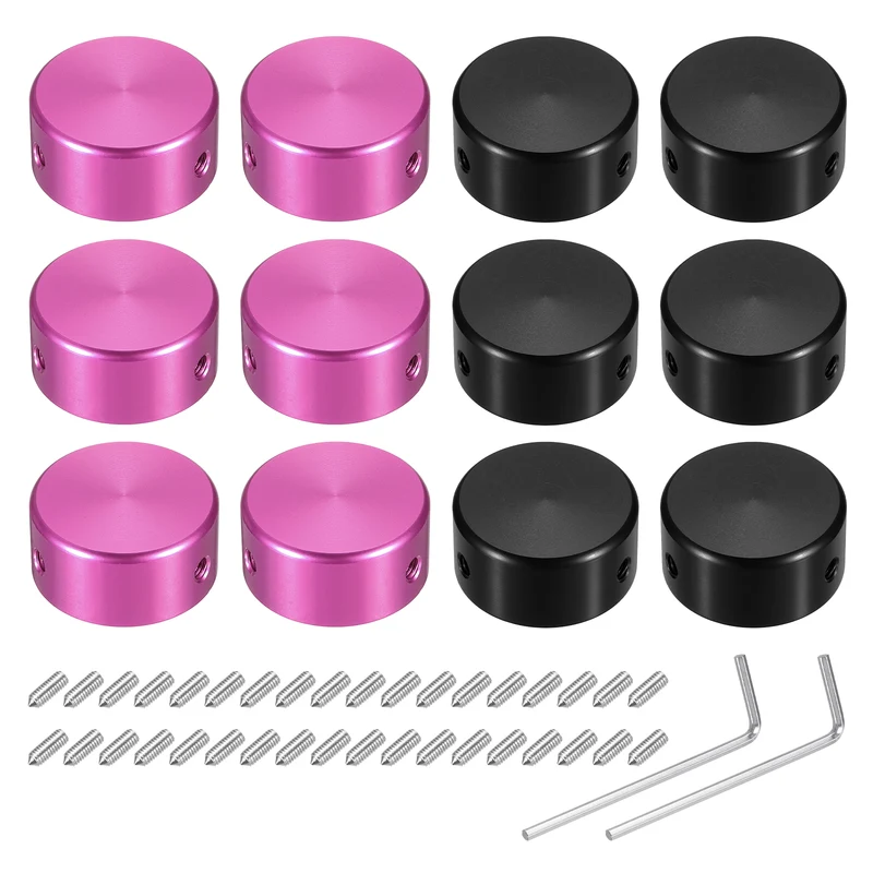 12 Pcs Footswitch Toppers Guitar Pedal Button Caps Footswitch Cover, Red, Black