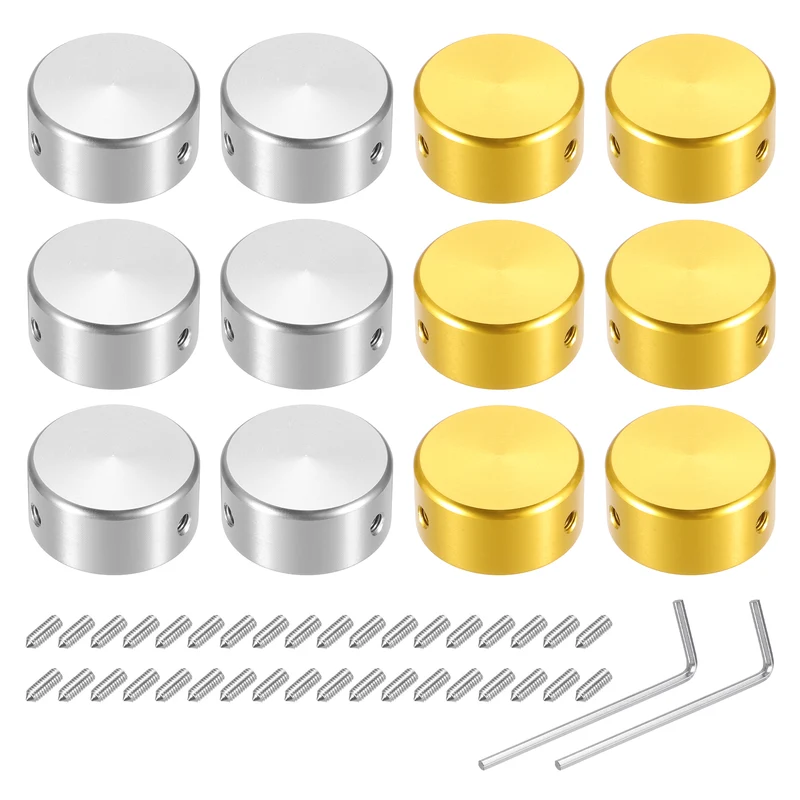 12 Pcs Footswitch Toppers Guitar Pedal Button Caps Footswitch Cover Silver Gold