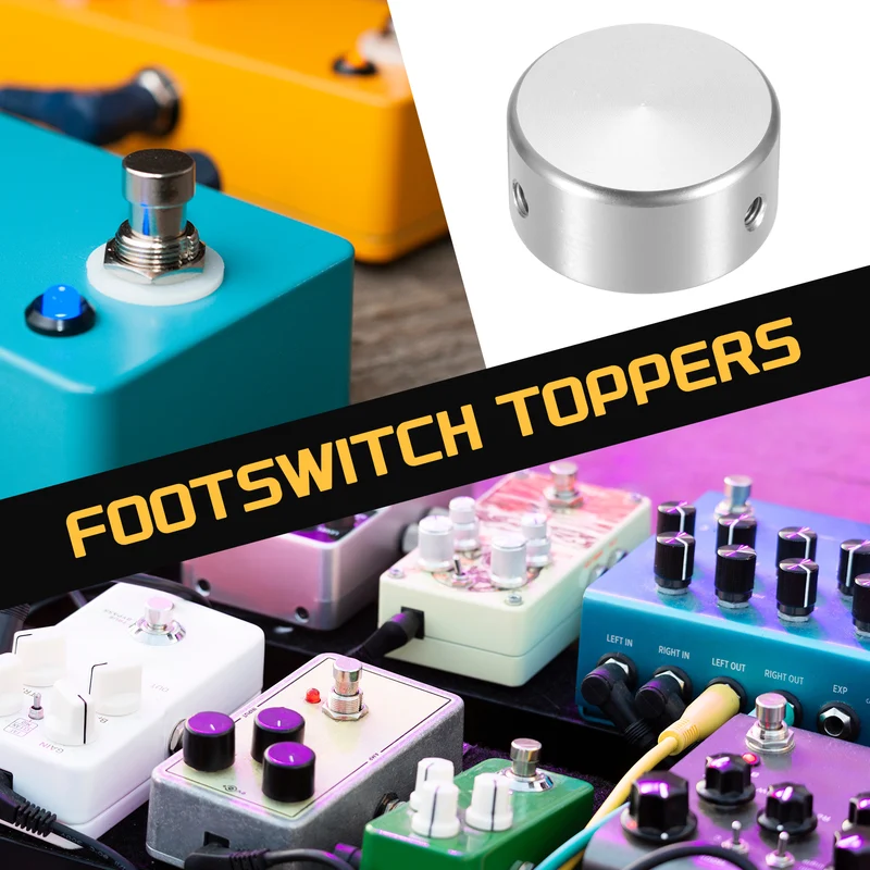 12 Pcs Footswitch Toppers Guitar Pedal Button Caps Footswitch Cover Silver Gold