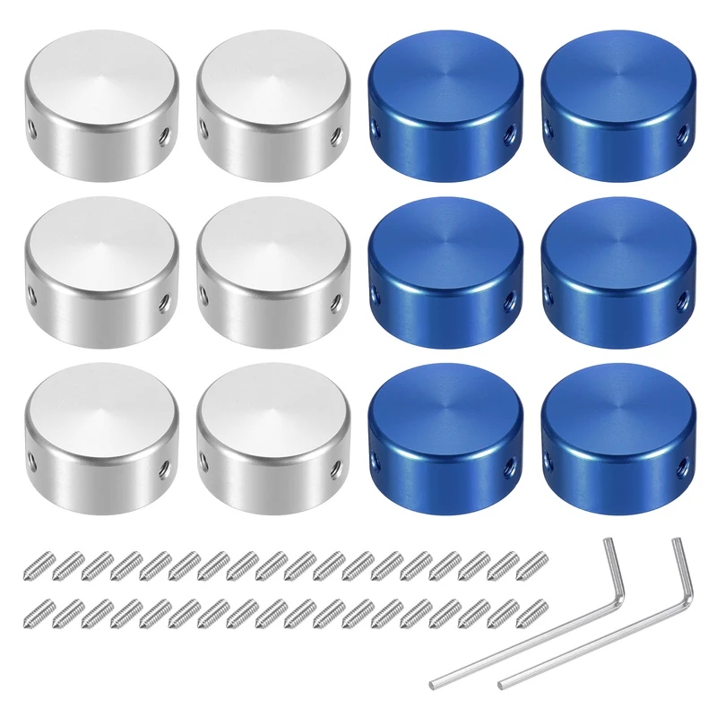 12 Pcs Footswitch Toppers Guitar Pedal Button Caps Footswitch Cover Silver Blue