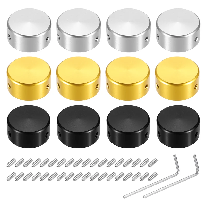 12 Pcs Footswitch Toppers Guitar Pedal Button Footswitch Cover Black Gold Silver