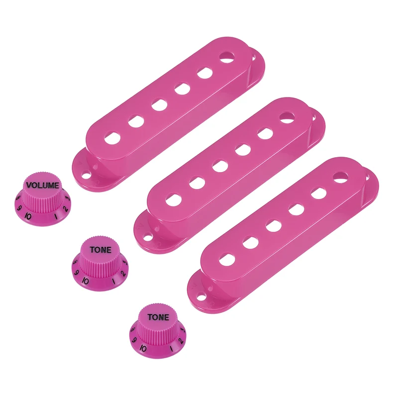 Guitar Control Knobs 1Volume 2Tone 3Pickup Covers Purple with Black Characters