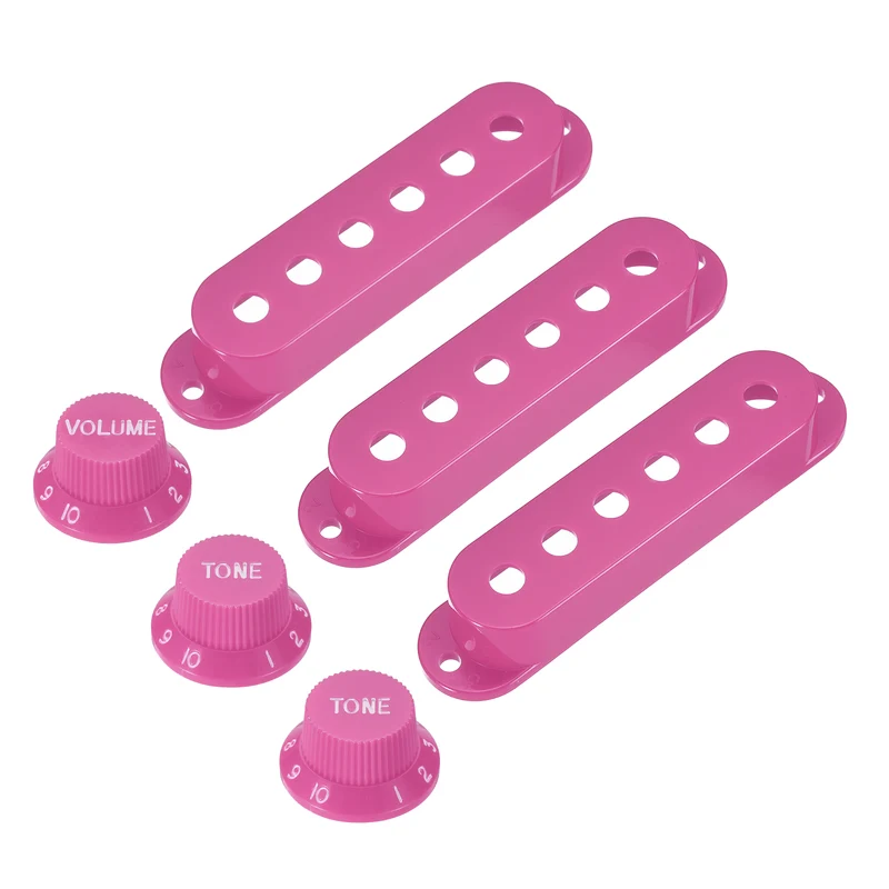 Guitar Control Knobs 1Volume 2Tone 3Pickup Covers Purple with White Characters