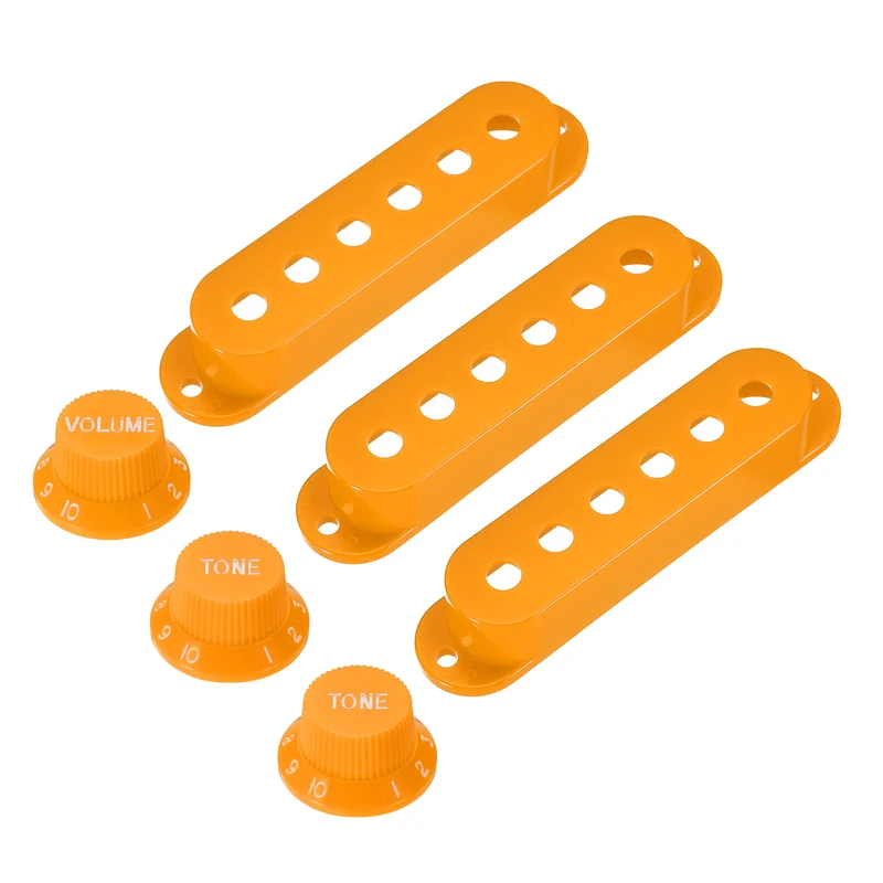 Guitar Control Knobs 1Volume 2Tone 3Pickup Covers Orange with White Characters