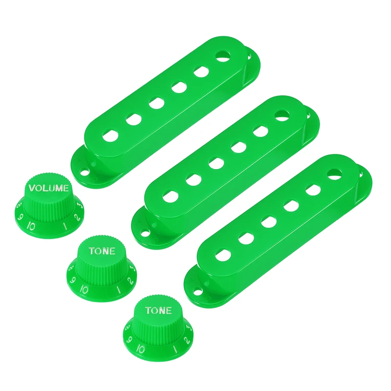 Guitar Control Knobs 1Volume 2Tone 3Pickup Covers Green with White Characters