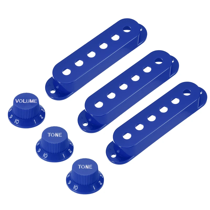 Guitar Control Knobs 1Volume 2Tone 3Pickup Covers Blue with White Characters