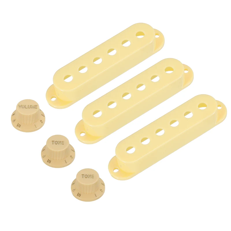Guitar Control Knobs 1Volume 2Tone 3Pickup Covers Yellow with Gold Characters