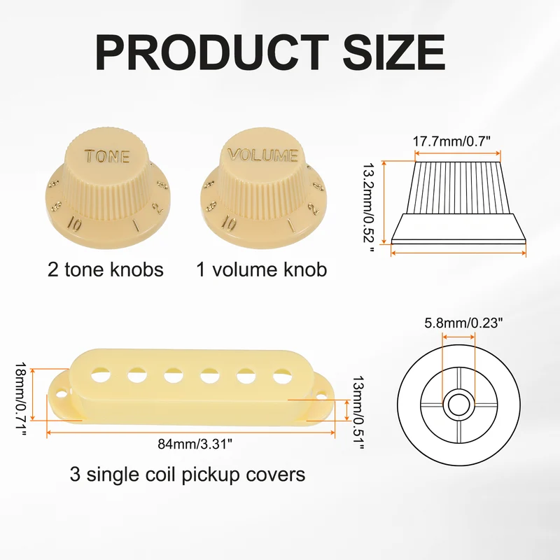 Guitar Control Knobs 1Volume 2Tone 3Pickup Covers Yellow with Gold Characters