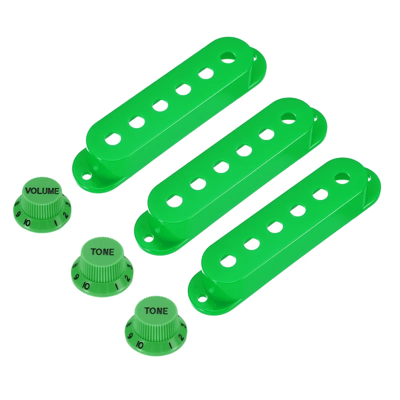 Guitar Control Knobs 1Volume 2Tone 3Pickup Covers Green with Black Characters