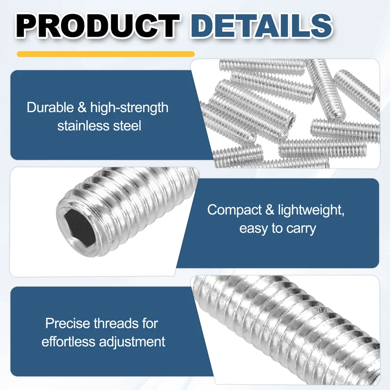 Guitar Bridge Saddle Height Adjustment Screws Metric M3x12 Silver 12pcs