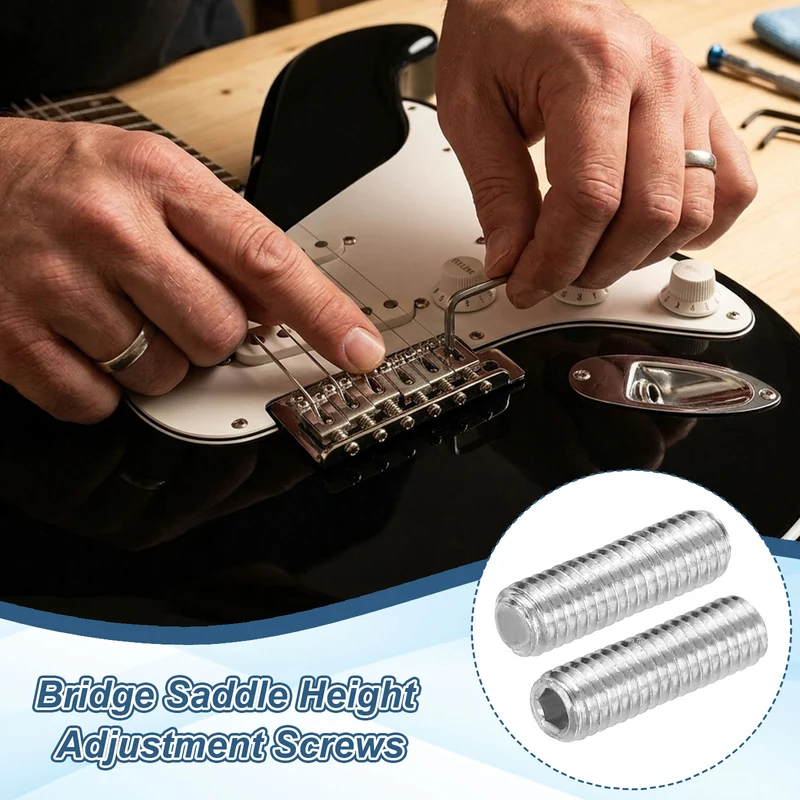 Guitar Bridge Saddle Height Adjustment Screws Metric M3x12 Silver 12pcs