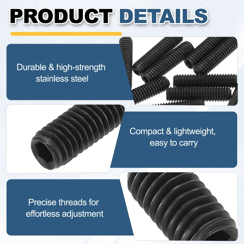 Guitar Bridge Saddle Height Adjustment Screws Metric M3x12 Black 12pcs