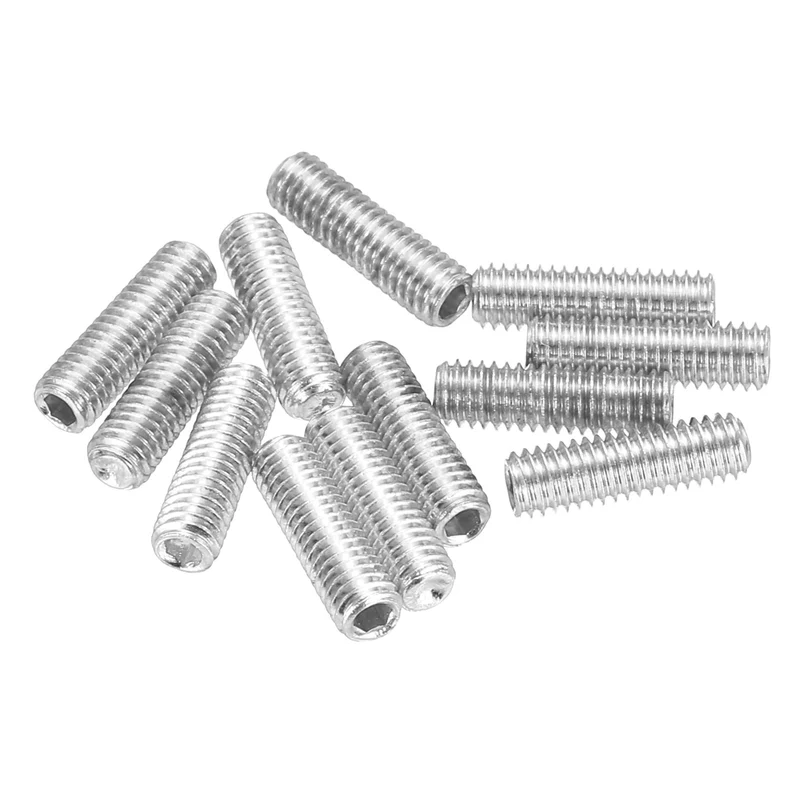 Guitar Bridge Saddle Height Adjustment Screws Metric M3x10 Silver 12pcs