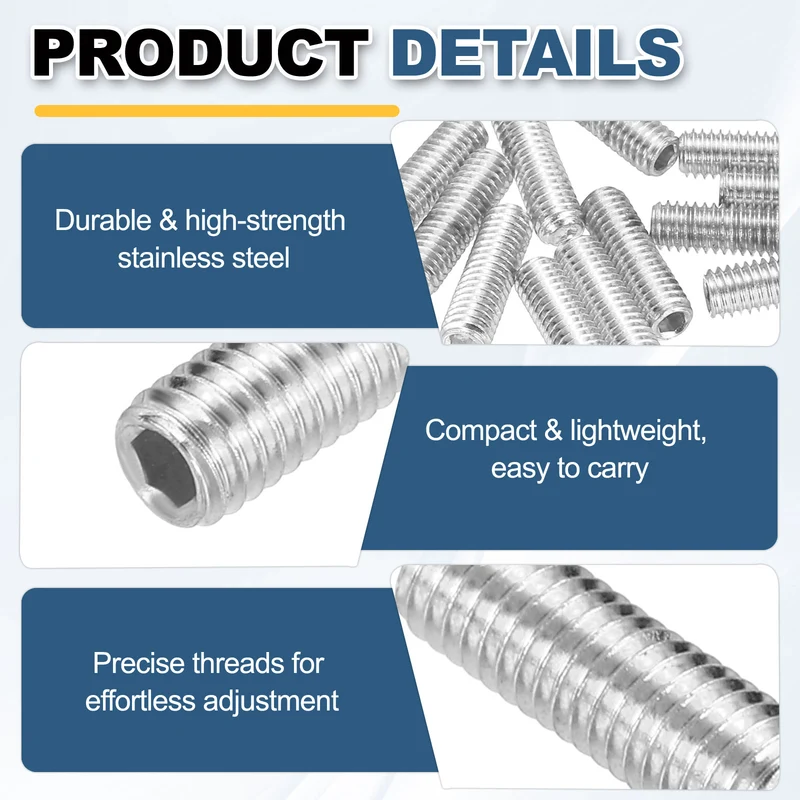Guitar Bridge Saddle Height Adjustment Screws Metric M3x10 Silver 12pcs
