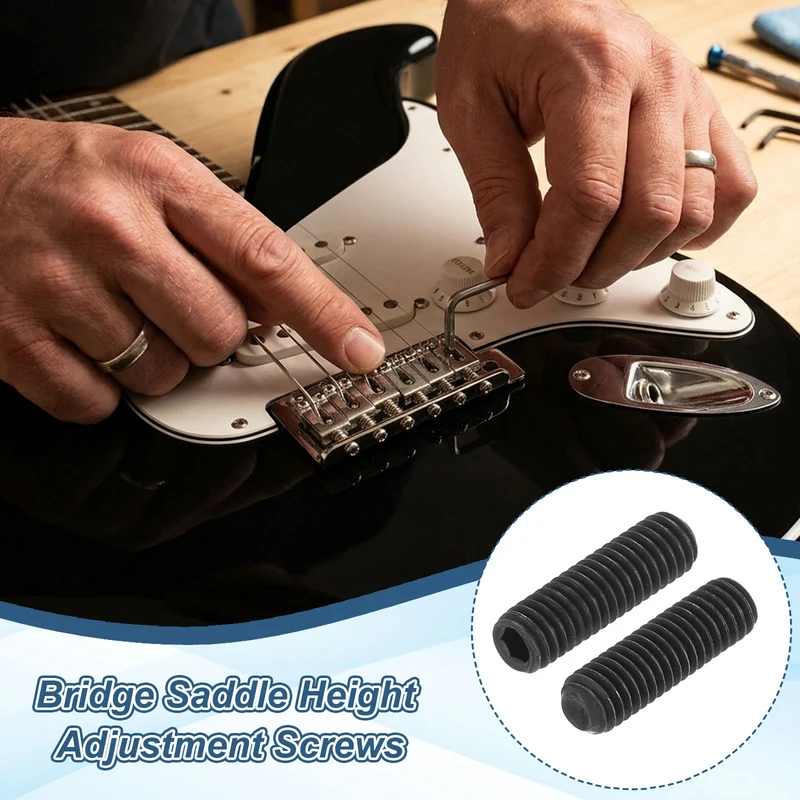 Guitar Bridge Saddle Height Adjustment Screws Metric M3x10 Black 12pcs