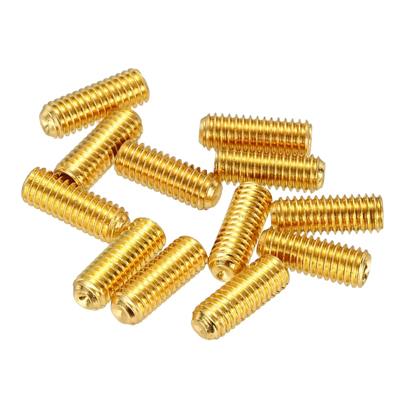 Guitar Bridge Saddle Height Adjustment Screws Metric M3x8 Gold 12pcs