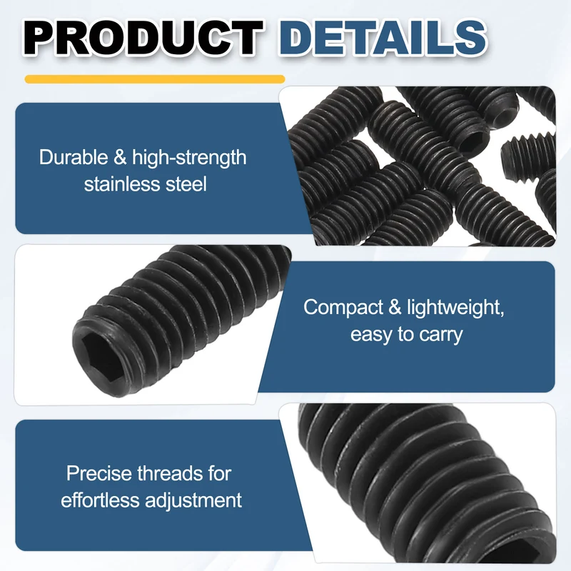 Guitar Bridge Saddle Height Adjustment Screws Metric M3x8 Black 12pcs