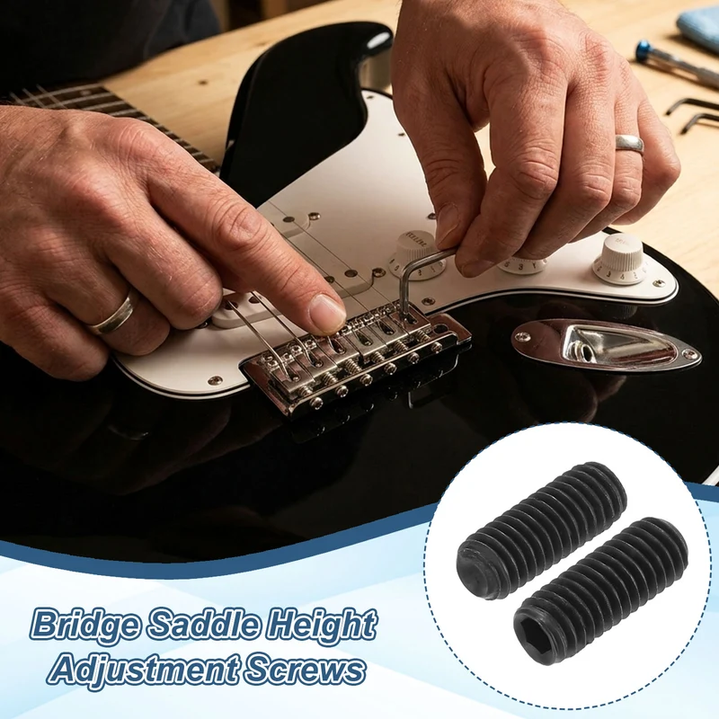 Guitar Bridge Saddle Height Adjustment Screws Metric M3x8 Black 12pcs