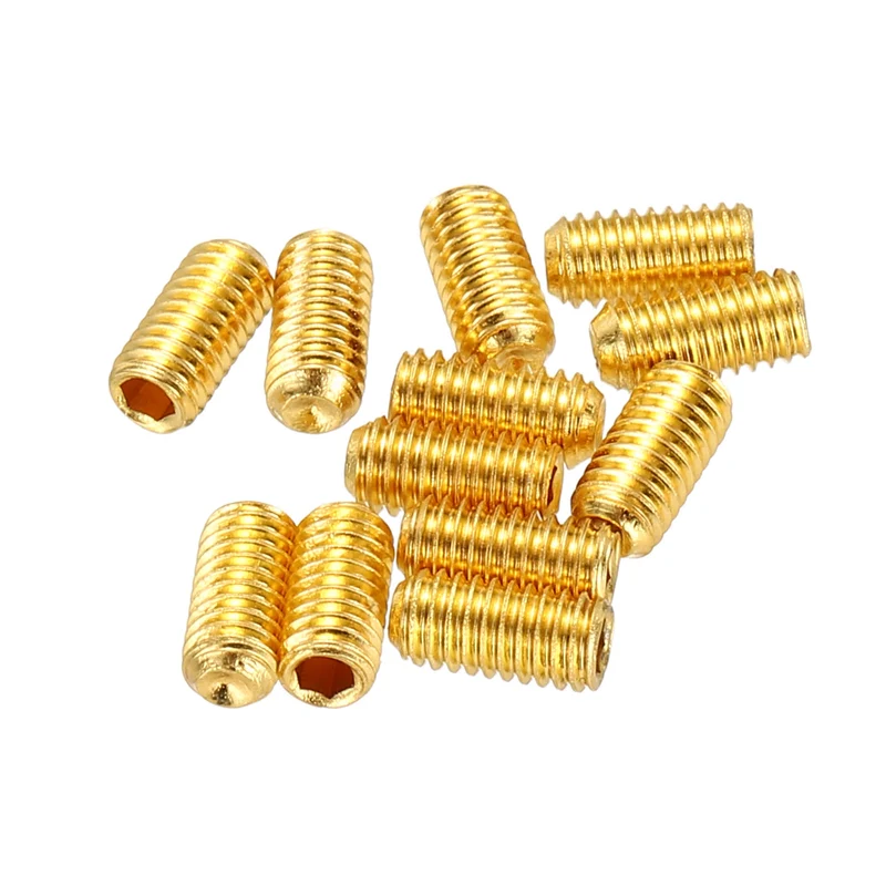 Guitar Bridge Saddle Height Adjustment Screws Metric M3x6 Gold 12pcs