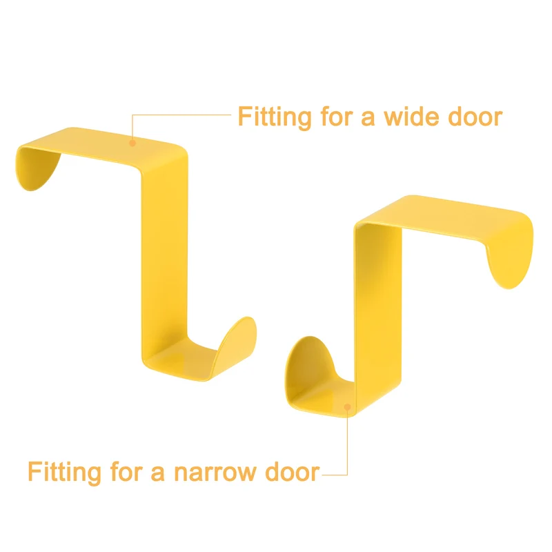 Over the Door Hooks, 4pcs - Stainless Steel Door Hangers Hooks, S-Shaped Double Hooks for Hanging Clothes, Hats, Towels (Yellow)