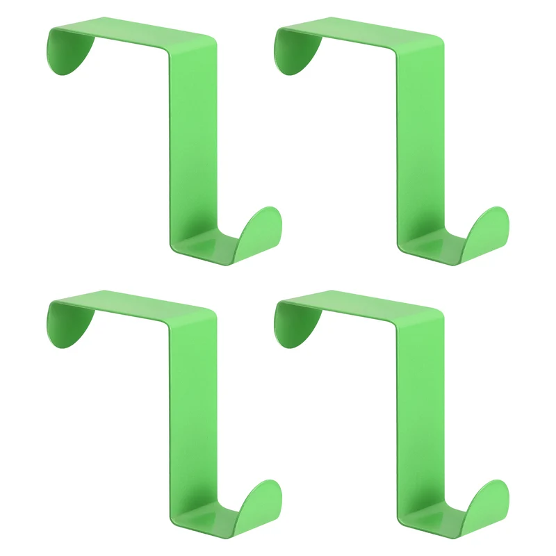 Over the Door Hooks, 4pcs - Stainless Steel Door Hangers Hooks, S-Shaped Double Hooks for Hanging Clothes, Hats, Towels (Green)