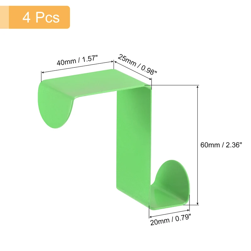 Over the Door Hooks, 4pcs - Stainless Steel Door Hangers Hooks, S-Shaped Double Hooks for Hanging Clothes, Hats, Towels (Green)