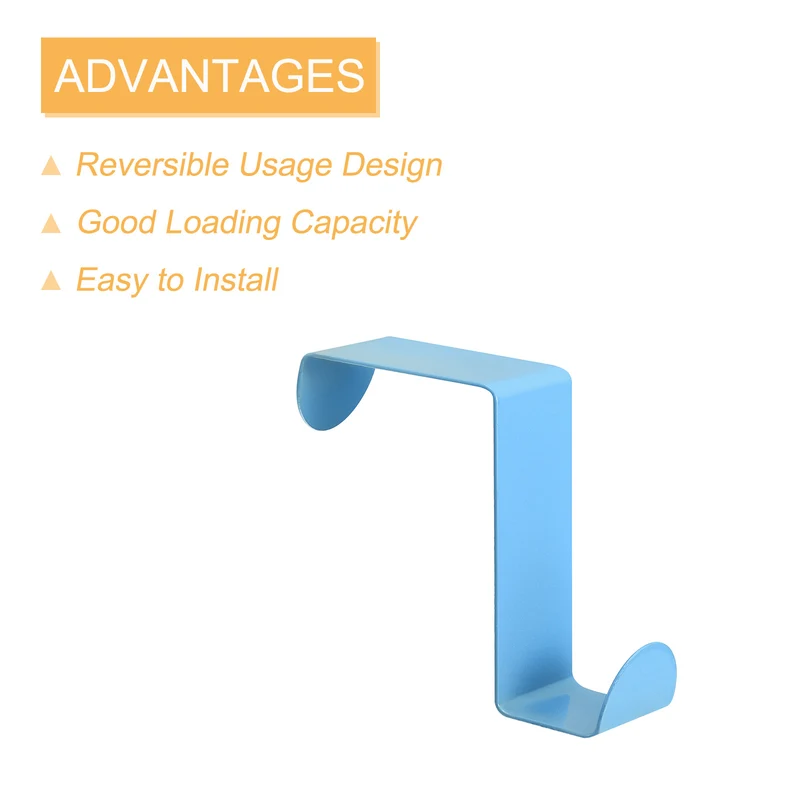 Over the Door Hooks, 4pcs - Stainless Steel Door Hangers Hooks, S-Shaped Double Hooks for Hanging Clothes, Hats, Towels (Blue)