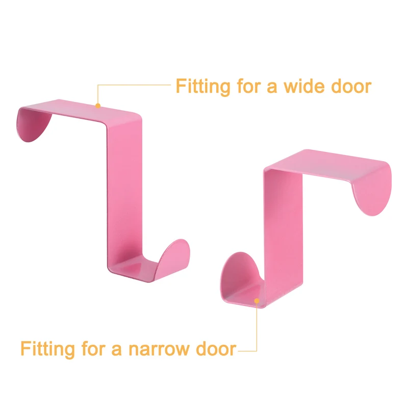 Over the Door Hooks, 4pcs - Stainless Steel Door Hangers Hooks, S-Shaped Double Hooks for Hanging Clothes, Hats, Towels (Pink)